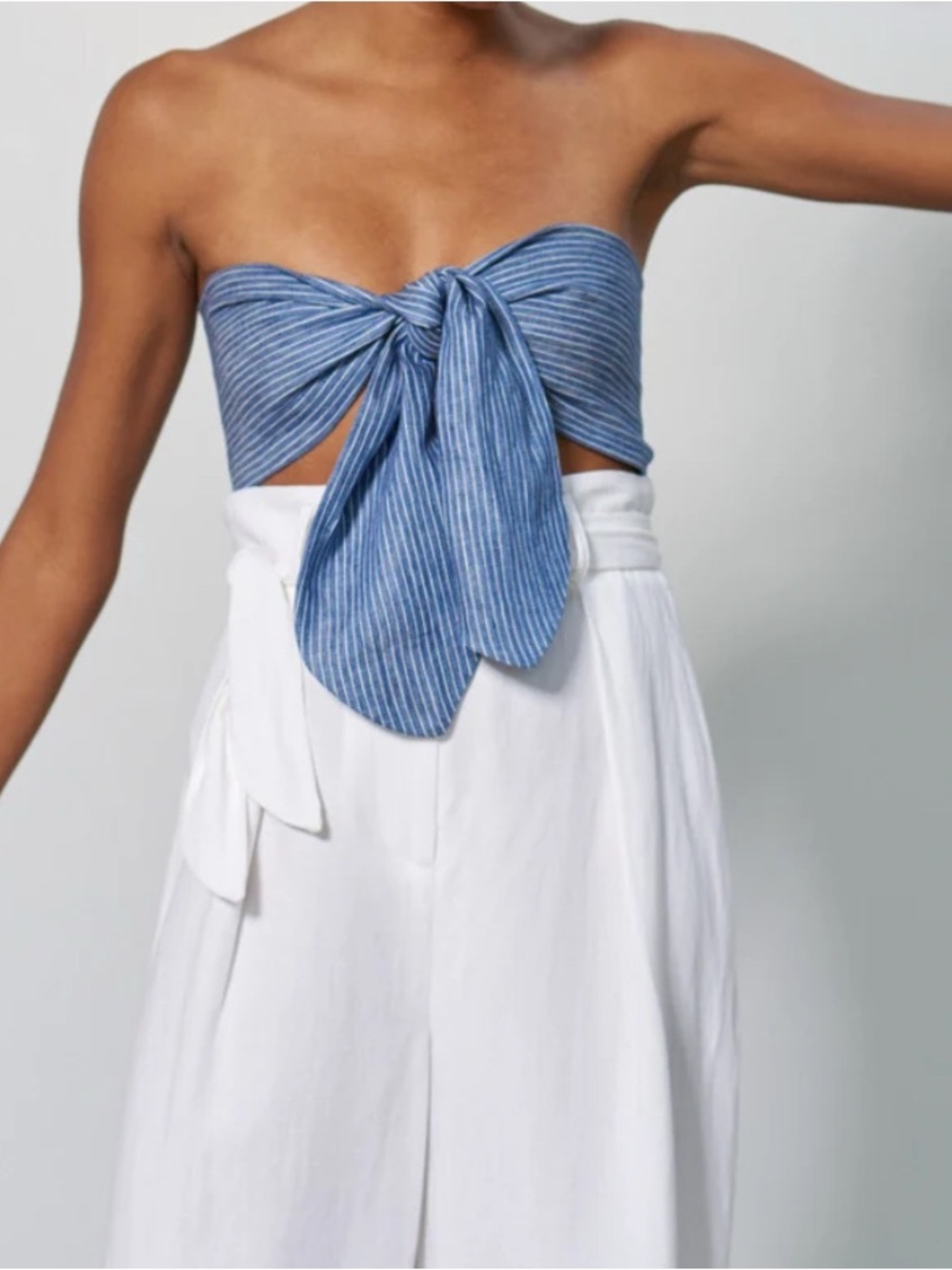 Mara Hoffman Scout Bandeau Organic Linen Stripe Adjustable Self-Tie Top